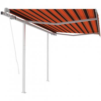 Cortina retráctil automática Day and Night con postes naranja y marrón 3,5x2,5 m
