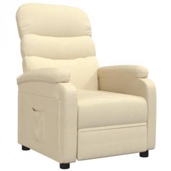 Sillón Reclinable de Tela Crema con Reposapiés, Silla de Descanso para TV, Asiento Tapizado para Salón Oficina, Marca vidaXL