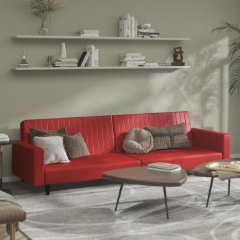 Cama de día sofá cama de 2 plazas en piel sintética color rojo vino
