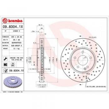Disco de freno BREMBO XTRA LINE 09.8304.1X, 1 pieza