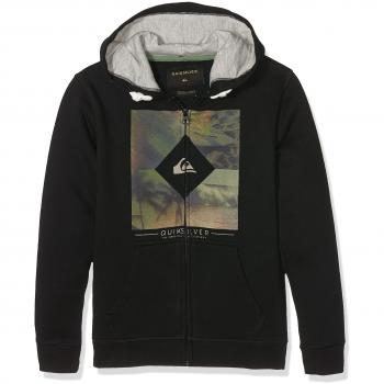 Quiksilver Diamond Day Zip Youth - Sudadera con capucha y cremallera para niño, color negro, talla S