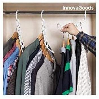 InnovaGoods Organizador de Perchas para 40 Prendas, ABS, Blanco, 23x5x8 cm