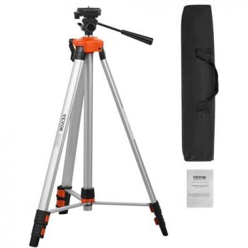 Vevor Adjustable Laser Level Tripod with Integrated Bubble, ¼ x 20 Thread Mount, Height Range 27.36-68.11 inches