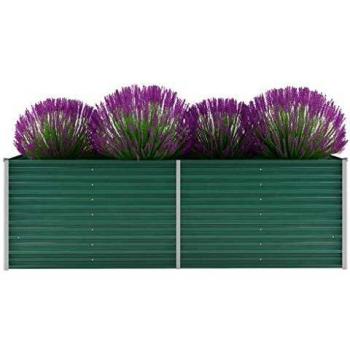 vidaXL Arriate de Jardín Acero Galvanizado 240x80x77cm Verde Florero Patio