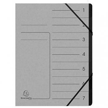 Clasificador Exacompta A4 7 Compartimentos con Gomas, Color Gris, Cartón