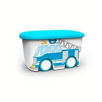 Plastiken Kids Fresh - Contenedor de Almacenamiento Infantil con Diseño de Coche, Azul, 58x38x32 cm, Unidad Individual