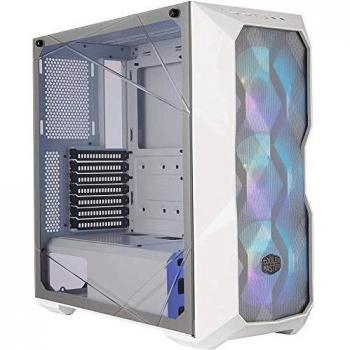 Cooler Master MasterBox TD500 Mesh White- Caja PC ARGB Frontal Mallado Líneas Poligonales, 3 x 120 mm Ventiladores Preinstalados, Panel Lateral Vidrio, Configuraciones Flujo de Aire -Color Blanco