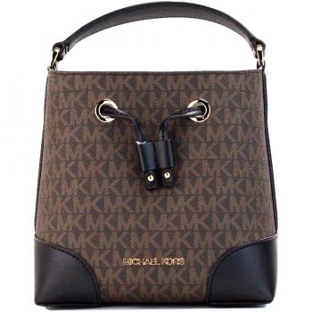Mercer Small Brown Black Signature Leather Bucket Crossbody Bag