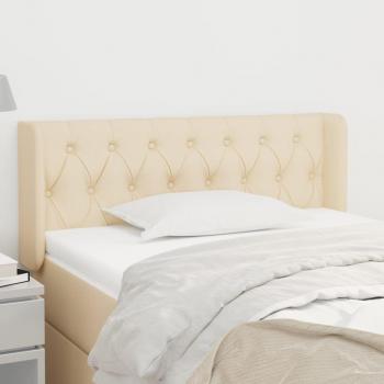 Cabecero de tela color crema con orejas 103x16x78/88 cm Vidaxl