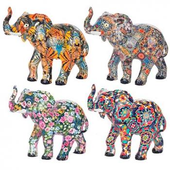 Pack 4 Figuras de Elefante Africanas Grises - 11x6x12 cm