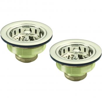 Westbrass D2145-05 Two Post Style Large Kitchen Basket Strainers in Polished Nickel