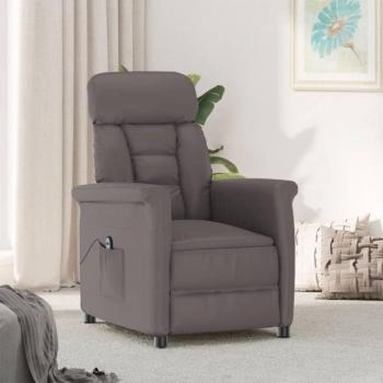 Sillón reclinable eléctrico de cuero sintético gris vidaXL