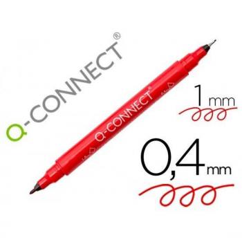 CSP Q-CONNECT Rotulador Permanente Doble Punta Rojo 0,4 mm y 1 mm x10
