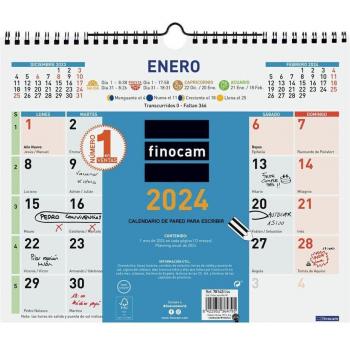 Finocam Calendario Pared 2024 Escribir Color M 30x24 cm con Calendario Anual