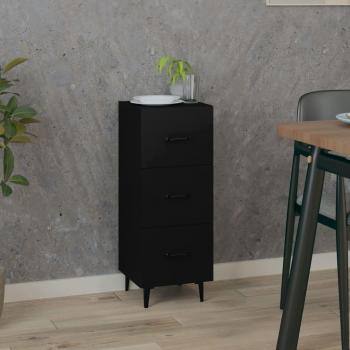 Aparador de madera multicapa negro 34,5x34x90 cm