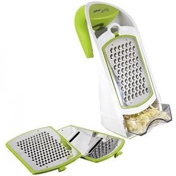 Native Spring Rallador 3 en 1 ergonómico con contenedor quesos verduras rebanador cuchillas intercambiables acero inoxidable perfecto para preparación de comidas