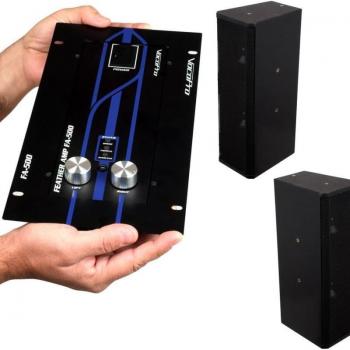 VocoPro EVENTMAN LITE Class D Amplifier with 2x CA-358 Speaker, dimensions 25.00 x 25.00 x 25.00