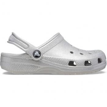 Crocs Classic Glitter Clogs - White - Size: 6 years/6 (Girls) / Size: C6 (Toddler, Unisex)