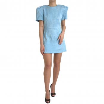Dolce & Gabbana Floral Jacquard A-Line Mini Dress - Elegant Sky-Blue, Size: IT44 | L, M