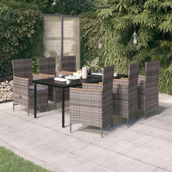 7-Piece Grey Garden Dining Set with Cushions
