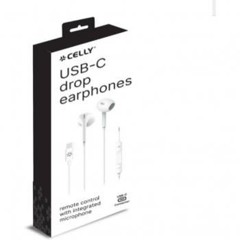 Auriculares Alámbricos Celly UP1300 Tipo C In-ear para Llamadas y Música Blancos