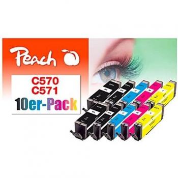Pack de 10 Cartuchos de Tinta Compatibles con Canon PGI-570 y CLI-571 (2 Negro, 1 Cian, 1 Magenta, 1 Amarillo)