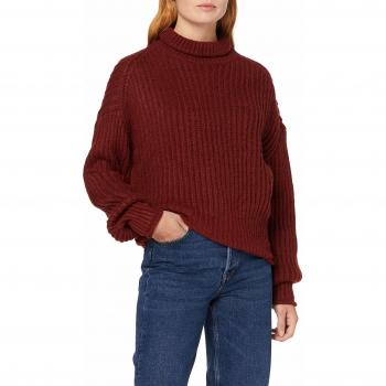 Vero Moda Vmapula LS Highneck Blouse suéter, Marrón Madder Brown, Medium para Mujer
