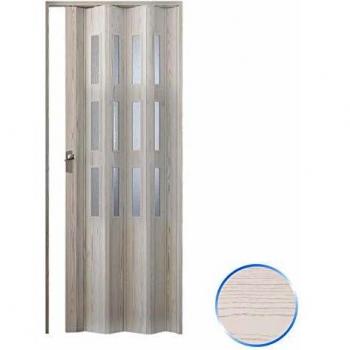 Puerta Plegable de Interior en PVC con Vidrio Satinado 88,5x214 cm - Pino Blanqueado - Modelo Luciana