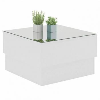 Mesa auxiliar de salón comedor Party con tapa espejo en blanco texturizado 60x35x60 cm