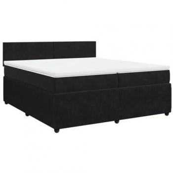 Cama box spring con colchón de muelles en terciopelo negro 200x200 cm
