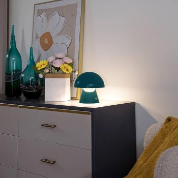 Lámpara de mesa LED recargable 'Nevijo' con dimmer táctil y conexión USB, Ø18cm, color petróleo