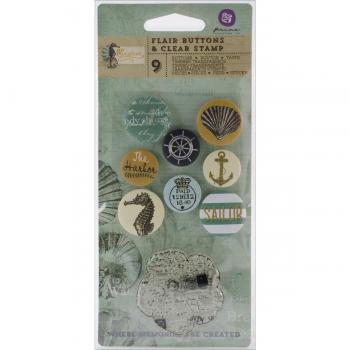 Seashore Flair pulsanti con 2 X 2 cancellare Stamp-