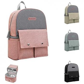 Mochila Térmica Nia de Kikkaboo, bolso cambiador, apertura con cremallera, varios compartimentos, color rosa