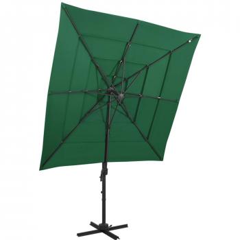 Paraguas de pantalla de aluminio de 4 niveles 250x250 cm verde
