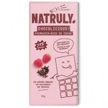 Natruly Chocolate Negro 72% con Frambuesa y Nibs de Cacao 85g