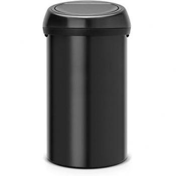 Brabantia Touch Bin - Cubo de basura, 60 litros, color negro mate con tapa