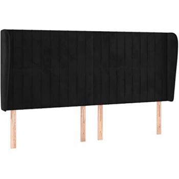 Cabecero con orejas de terciopelo gris claro 163x23x118/128 cm