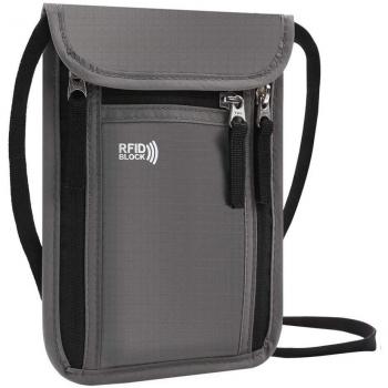 KEAFOLS Portadocumentos de Cuello Monedero Colgante Impermeable con Bloqueador de RFID Billetera para Documentos Efectivo- Organizador con 6 Bolsillos
