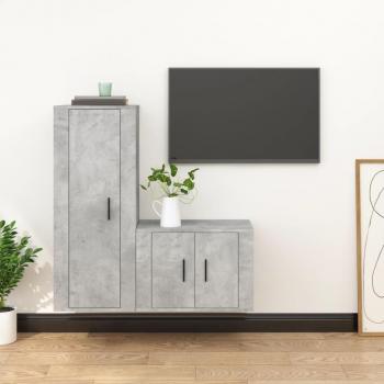 Set de muebles de TV 2 piezas madera contrachapada gris hormigón vidaXL