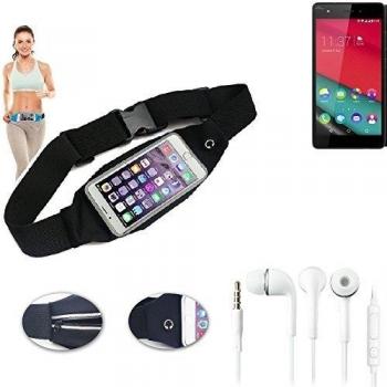 Cinturón de bandolera bolso de la cintura bolsa para Wiko Pulp Fab, negro + auriculares. Aptitud del deporte de la cubierta a prueba de lluvia Ejercicio corriente - K-S-Trade