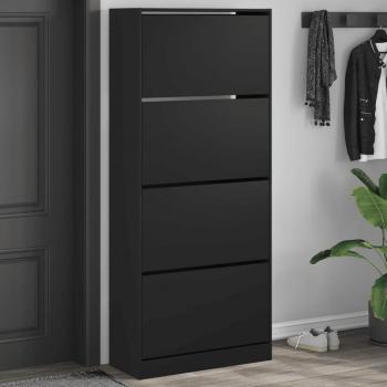 Mueble Zapatero 4 Cajones Abatibles Estantes Organizador Color Gris hormigón, Gris sonoma, Marrón roble - 80x34x187,5 cm