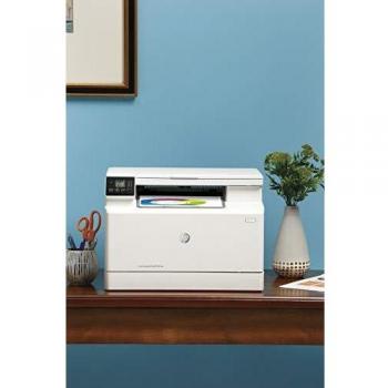 HP Color LaserJet Pro MFP M182n 7KW54A, Impresora Láser Color Multifunción, Imprime, Escanea y Copia, Ethernet, USB 2.0 de alta velocidad, HP Smart App, Apple AirPrint, Panel de Control LCD, Blanca