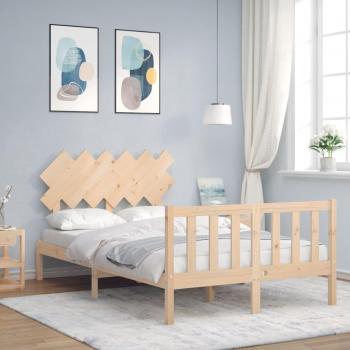 Estructura de Cama de Matrimonio con Cabecero de Madera Maciza Vidaxl