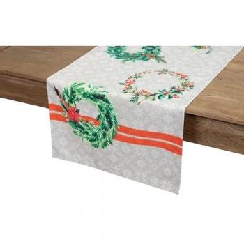 Camino de Mesa Navideño Coronas 50x180 cm - Textil Antimanchas Adda Home
