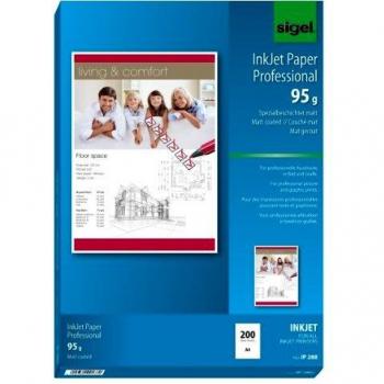 Papel profesional para impresoras InkJet Sigel IP288, tamaño A4 (21 x 29,7 cm), 200 hojas, 95 g/m², blanco brillante, mate