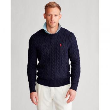 Polo Ralph Lauren Men's Blue Round Neck Cotton Sweater