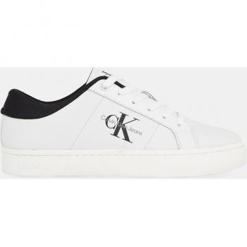 Calvin Klein Women's Classic Cupsole Leather Sneakers - White/Black, Size 40