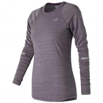 New Balance Seasonless UPF de manga larga de la mujer - WT73236, Jaspeado Elderberry Heather