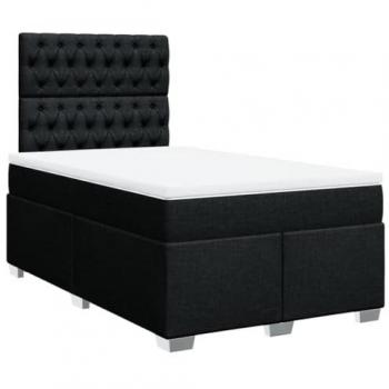 Cama box spring con colchón de muelles en tela negra 120x200 cm