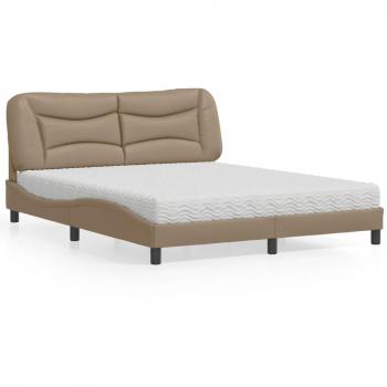 Cama con colchón Cappuccino 160x200cm de Cuero Sintético